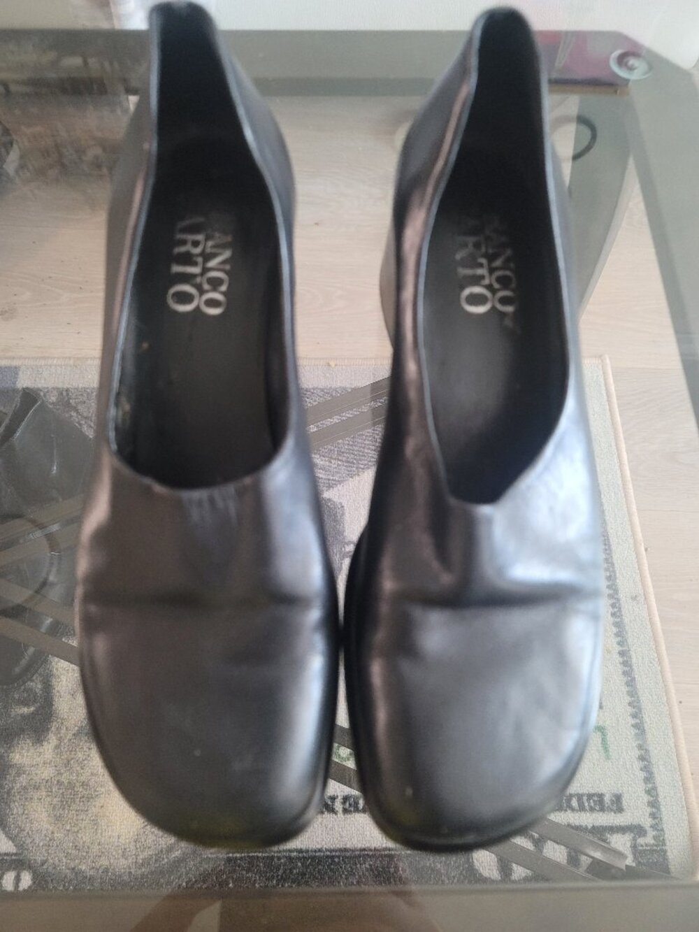 Franco Sarto Flex Vintage Y2K Black Leather Pumps